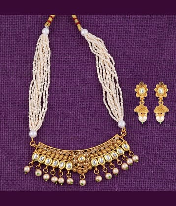 Silver Shine Alloy Golden Choker Gold Plated Necklaces Set