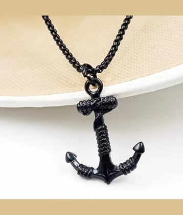 Fashion Frill Men Chain for Boys and Man Long Stylish Chain Pendant Black Silver Plated Alloy Chain