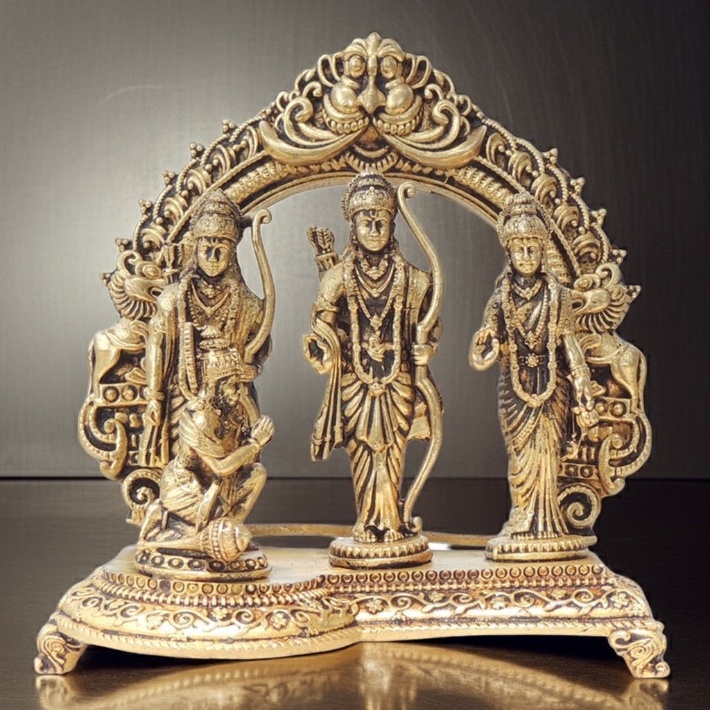Brass Ram Darbar God Idol Statue | Ram Parivar Murti for Puja, Height : 4 Inch (BSMAS1728 E)