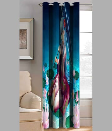 BELLA TRUE Abstract Printed Semi-Transparent Eyelet Curtain 5 ft ( Pack of 1 ) - Multicolor