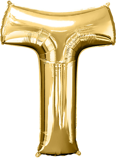 Alphabet T Golden Foil Balloon - Helium Or Air Filled - 40 inches  - 1PC