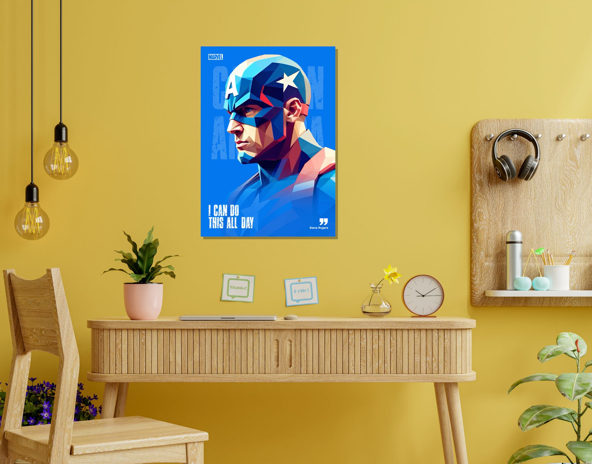 "I CAN DO THIS ALL DAY: CAPTAIN AMERICA"- Shiny & Sturdy Metallic Poster  Art That Pops & Sticks (Literally!)-A3