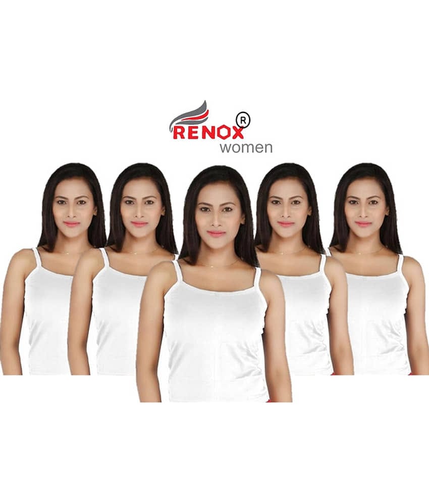 Renox Pack of 5 Cotton Lycra Camisoles ( White )