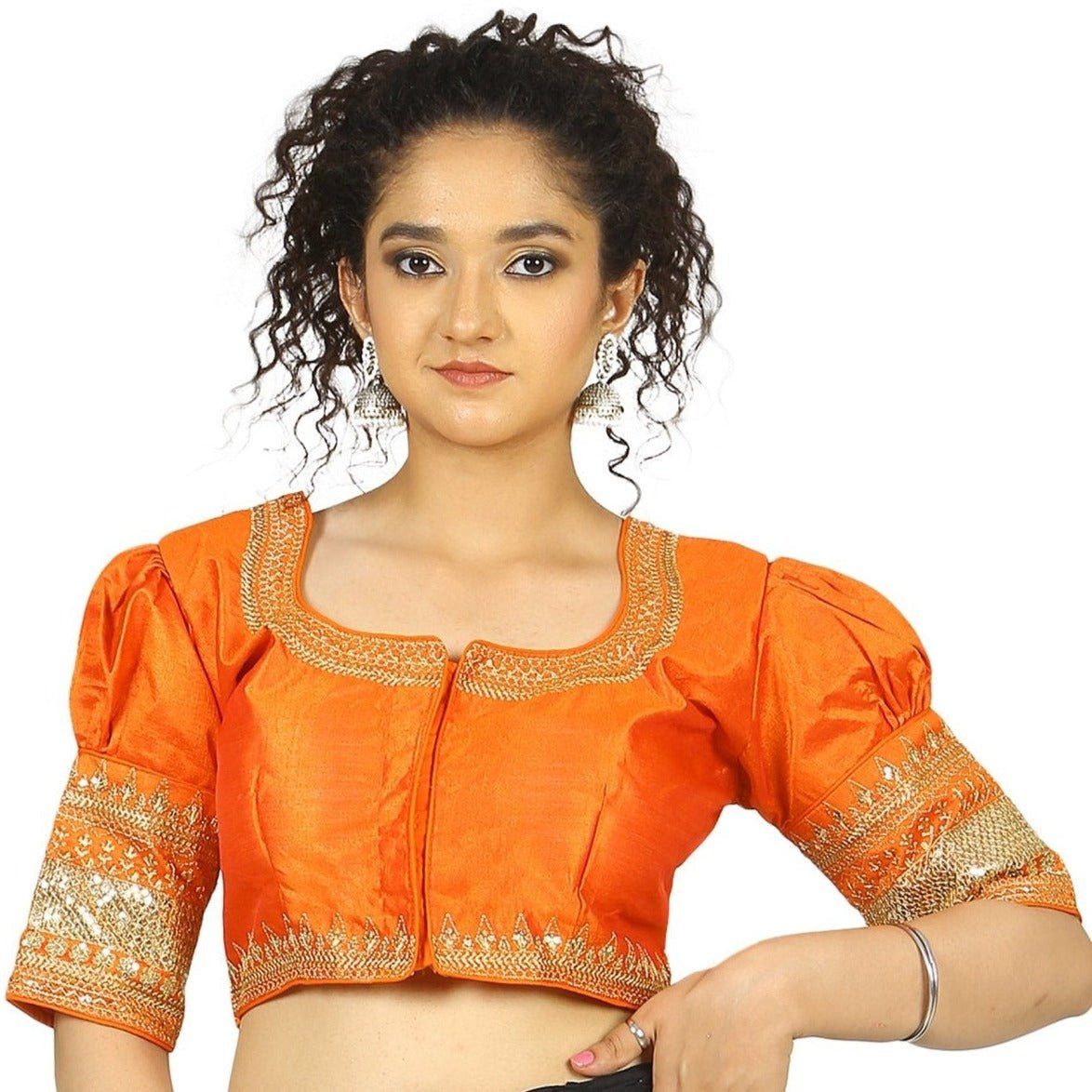 TheHangr Orange Raw Silk Blouse -  36