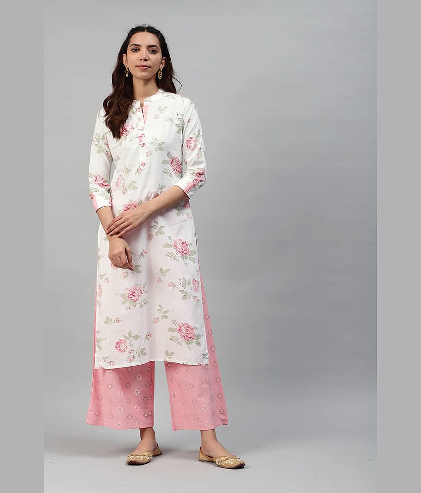 JC4U - Pink Straight Cotton Women's Stitched Salwar Suit ( Pack of 1 )