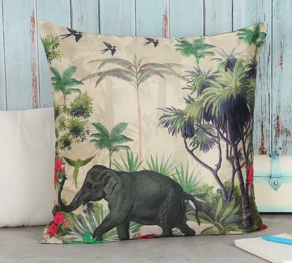 India Circus Manoeuvres In The Nature - Blended Taf Silk Cushion Cover - 12 X 12 Inch
