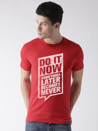 Young Trendz Bio-Wash Cotton Half Sleeve DOIT Graphic Printed RED T-Shirt-RED / Medium / 100% Bio Wash Cotton