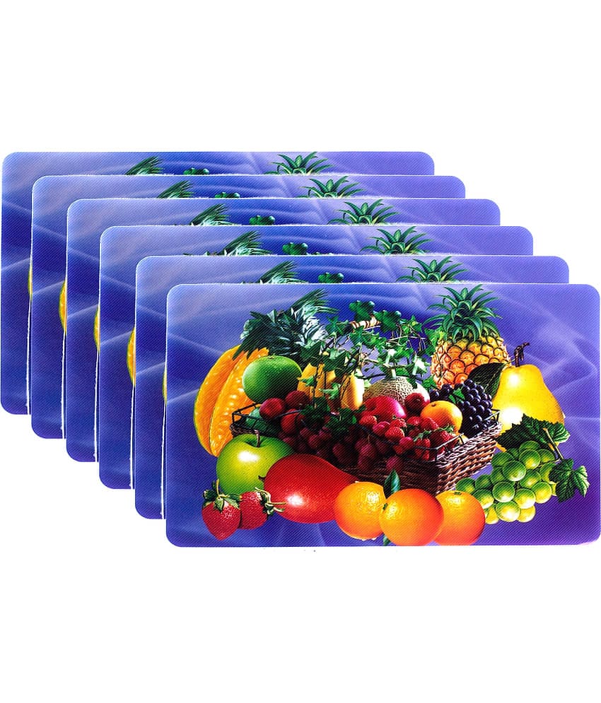 PVC Abstract Printed Rectangle Table Mats (45 cm x 30 cm) Pack of 6 - Multi