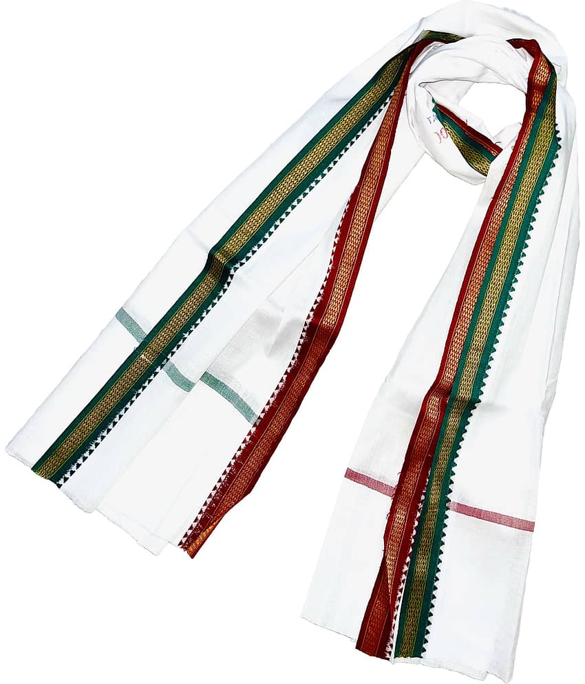 Mk weaves Pack of 1 Cotton 325 -GSM Bath Towel & Scarves ( White )