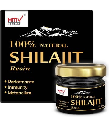 HMV Herbals Ayurveda Natural Shilajit / Shilajeet Resin (Pack of 20gm X 3) for Men & Women | Authentic & Pure Natural for Increased Strength & Stamina, Better Nutrient Absorption, Immunity Boosts & Improved Energy Levels