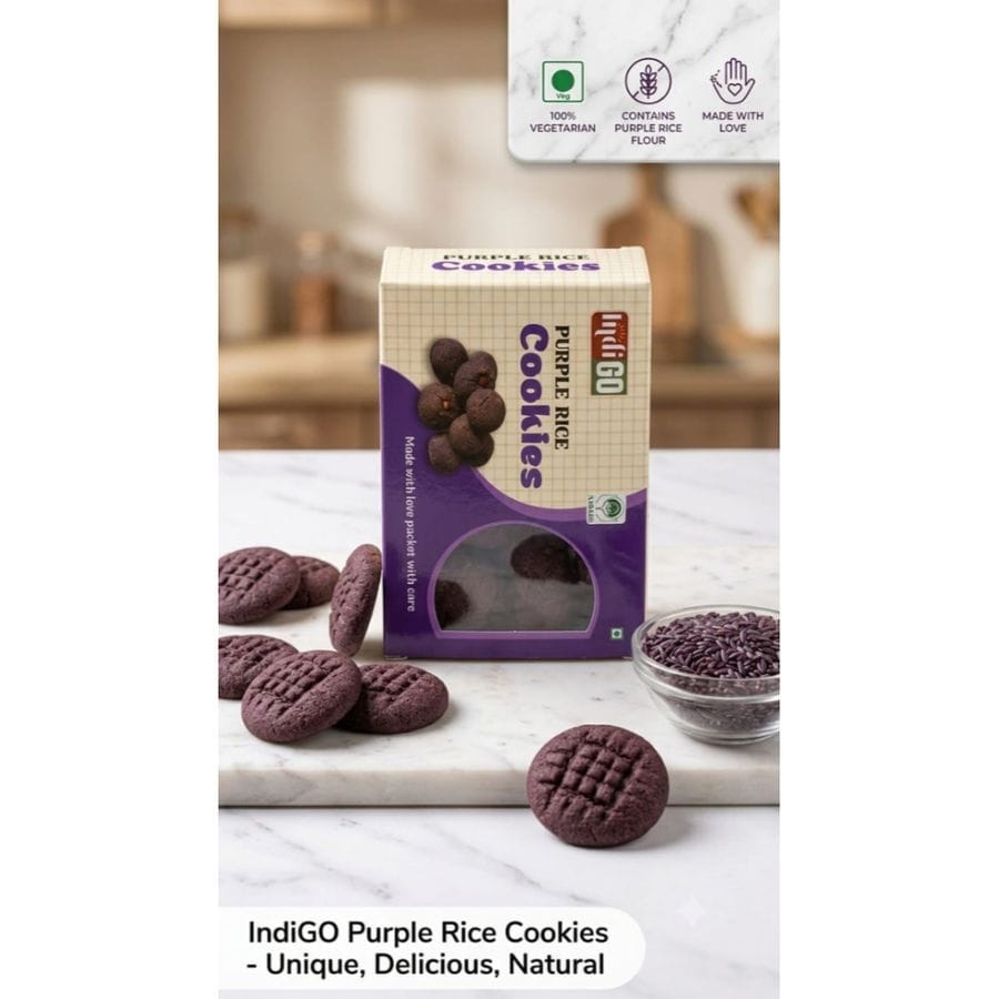 IndiGO Purple Rice Cookies - 350 gm - One box of cookies