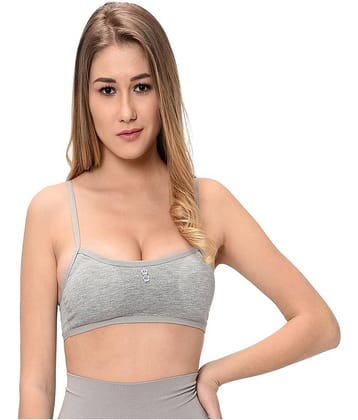 Elina White Cotton Solid Sports Bra