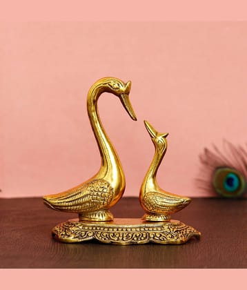eCraftIndia Gold-Toned Swan Couple Metal Handcrafted Showpiece