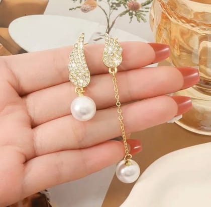 Winged Pearl Drop Earrings