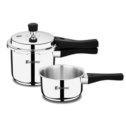 Bergner Sorrento Stainless Steel Outer Lid Pressure Cooker Combo - 2 Litre and 3 Litre Cooker