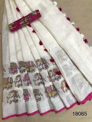 LINEN DESIGNER DIGITAL PRINT SAREE 11220