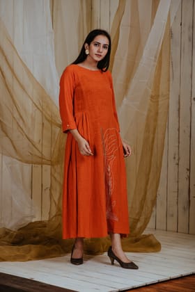 Tangerine Anthurium Dress-S