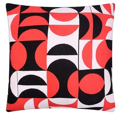 KOKO Decorative Home Red Abstract Digital Print Cotton Fabric 16 x16 inches(40x40CMS) Zipper Square Cushion Cover for Sofa, Chair, Bed - Set of 5
