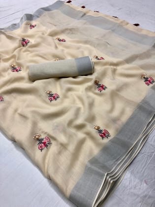 AWESOME LINEN COTTON PRINTED SAREE - 2118