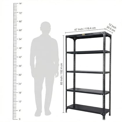 Mil-Nil Prime CRC Sheet 5 Shelf Slotted Angle Rack for Storage Multipurpose 3