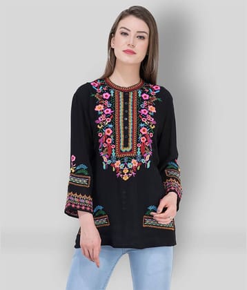 SAAKAA Women's Rayon Regular Top ( Black )