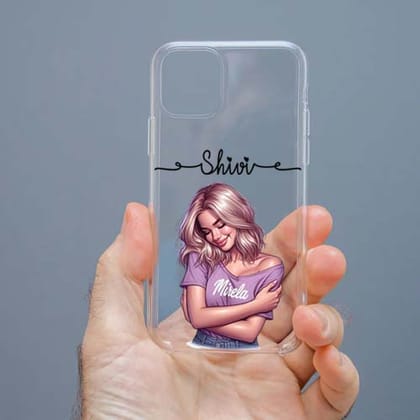 Personalized Cute Girl Transparent Silicon Case Customised with Name for Oppo, Vivo, Redmi, Realme, Poco, Mi, OnePlus, Samsung, iPhone, and More - design 67
