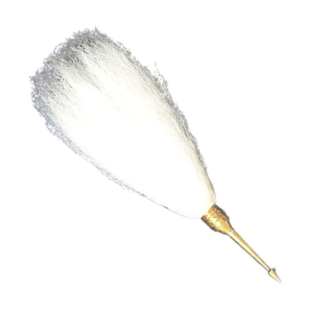 MAYAPURI Chawar for Puja Original or Chanwara/Chaur/Chavar Sahib in Metal Body/Sacred Fly Whisk, Brass Handle Length; 6 inches and Hair Length; 12 inches (Pack of 1) - Pooja Needs | Buy online on ZillyBuy