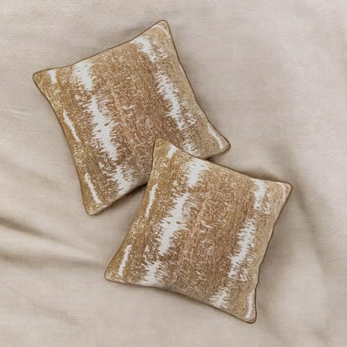 Preetier Golden Grace Ultra Premium Cushion Cover | Luxurious Vevlevt Jacquard | 16x16,18x18 and 20X20 Inches | Golden Color.