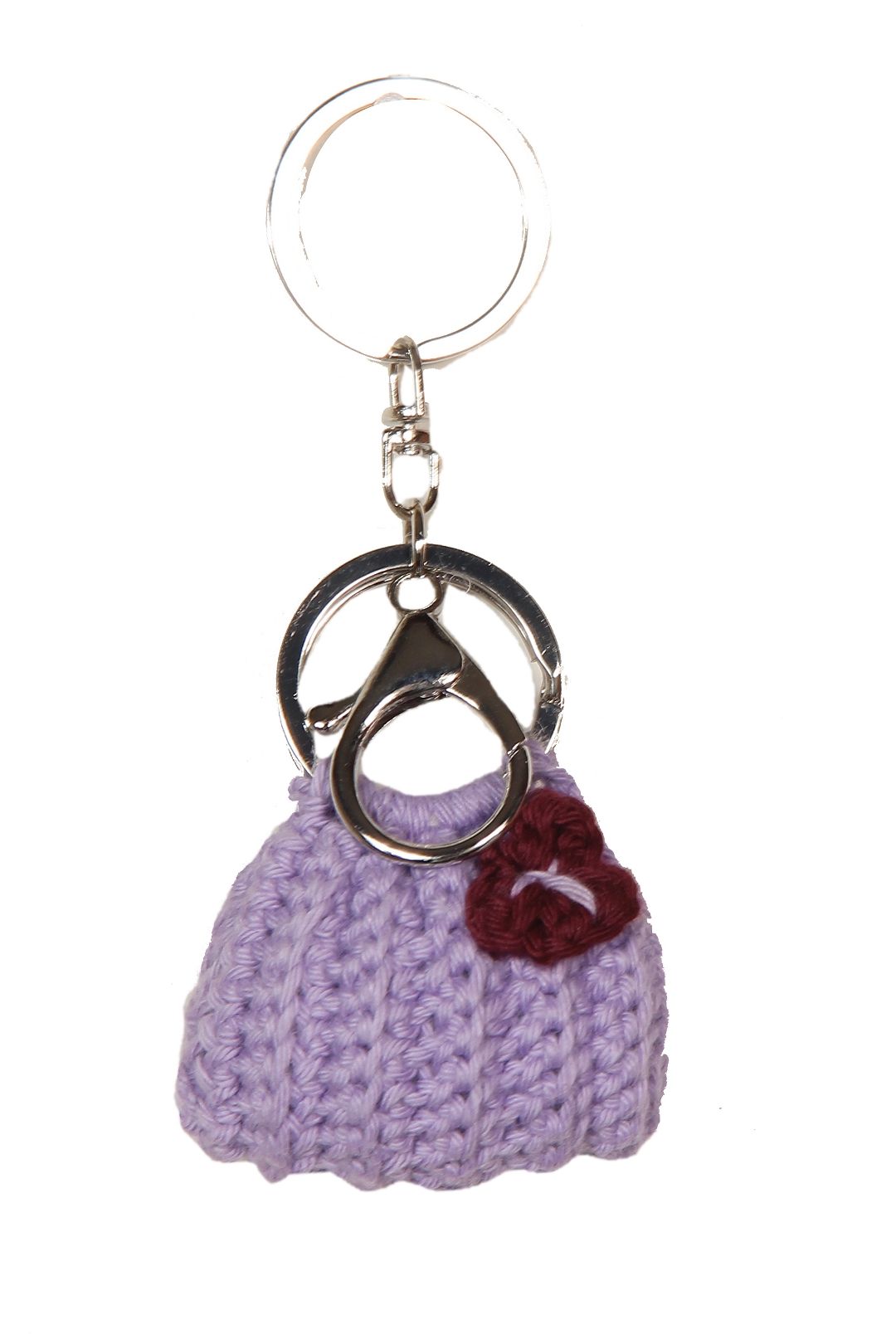 Sukeshcraft Handmade Crochet Mini Bag Keychain, Woolen Purse Shape Key Ring  (Purple -Brown)