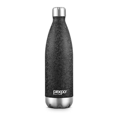 Pexpo 1000ml 24 Hrs Hot and Cold ISI Certified Flask, Electro 1000ml Vacuum Insulated Water Bottle (Pack of 1, Black, Stainless Steel)