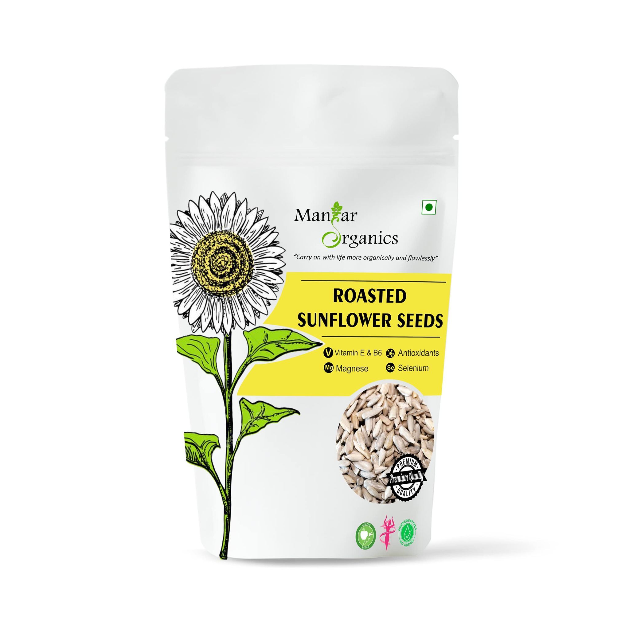 ManHar Organics Roasted Sunflower Seeds 250gm for Eating -AAA Grade |Protein and Fiber Rich Superfood| (Roasted Sunflower Seeds, 250gm)