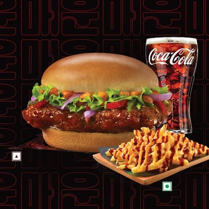 Korean Spicy Chicken Burger Meal.