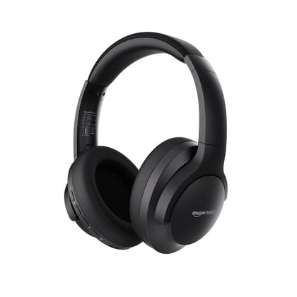 Amazon Basics Pro Series Wireless Noise Cancelling ANC Over Ear Headphone | Bluetooth Headset | USB Charging | 10 m Paring Distance | 74 Hours Battery Life | 40 mm Drivers | IPX4 Rated (Black) Amazon Basics Pro Series Wireless Noise Cancelling ANC Over E