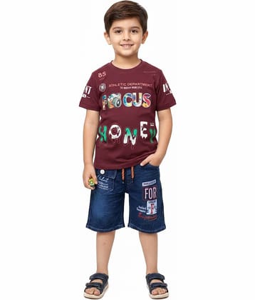 DS DRESSES Pack of 1 Boys Cotton Blend T-Shirt & Shorts Set ( Silver )