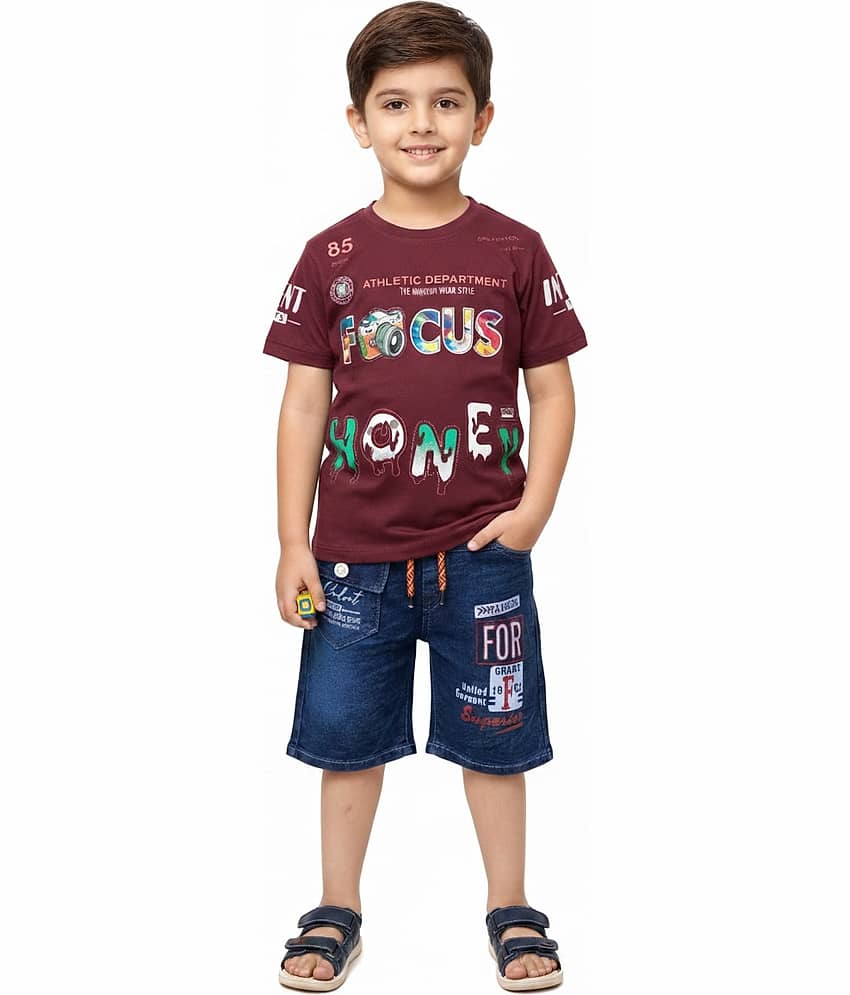 DS DRESSES Pack of 1 Boys Cotton Blend T-Shirt & Shorts Set ( Silver )