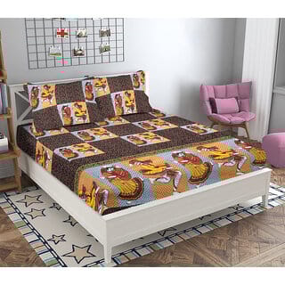 BLACK BEE  Jaipuri Jaipuri dance print 3D 
double bedsheet with 2 Pillow Covers (208 X 213 cm)(BS17-08)