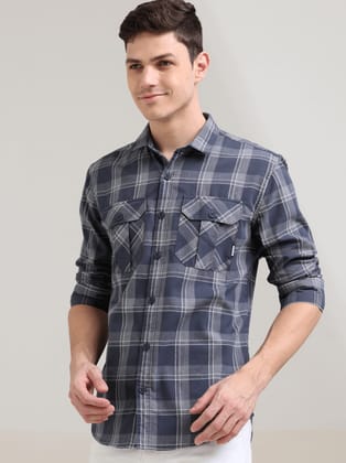 Napoleon Mist Grey Casual Checks Shirt-S / Light Grey