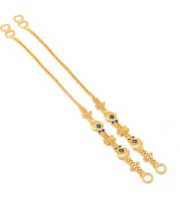 Jewar Mandi - Gold Ear Chain Earrings ( Pack of 1 )