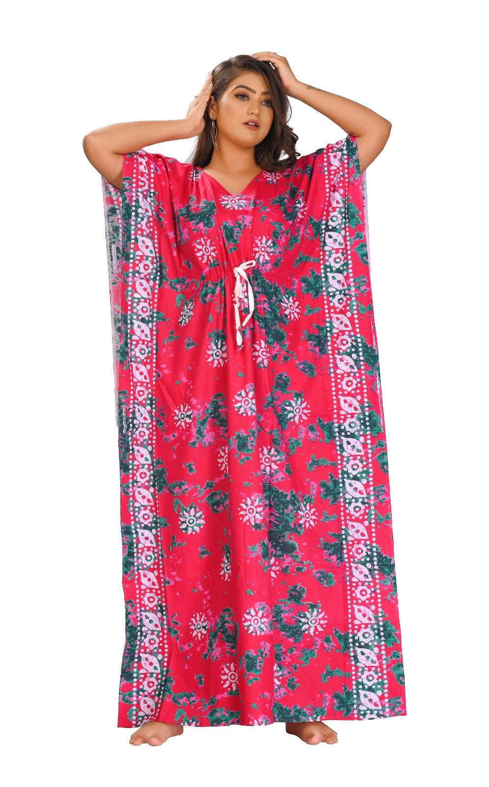 Fabimi Women's Cotton Kaftan Nighty - Luxurious Loungewear, Breathable & Comfortable, L Size