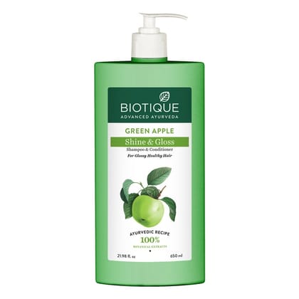 Biotique Green Apple Shine & Gloss Shampoo with Conditioner 650ml Biotique Green Apple Shine & Gloss Shampoo with Conditioner 650ml