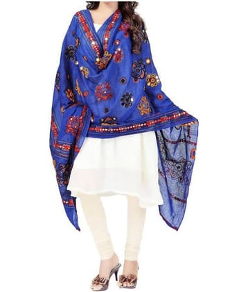 Apratim Blue Cotton Kutch Embroidered Dupatta
