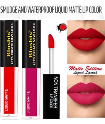 BLUSHIS Waterproof Multi Color Matte Lipstick Combo (Pack of 2)