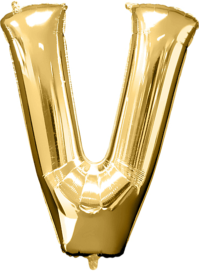 Alphabet V Golden Foil Balloon - Helium Or Air Filled - 40 inches  - 1PC