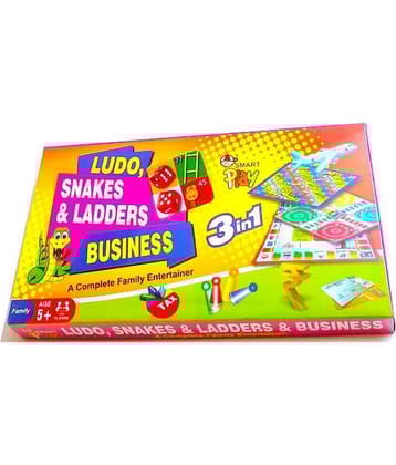 PETERS PENCE 3 in 1 LSB Board Game Ludo, Snakes & Ladders and Business MEDIUM 12 INCHES BOARD Party & Fun  Board Game