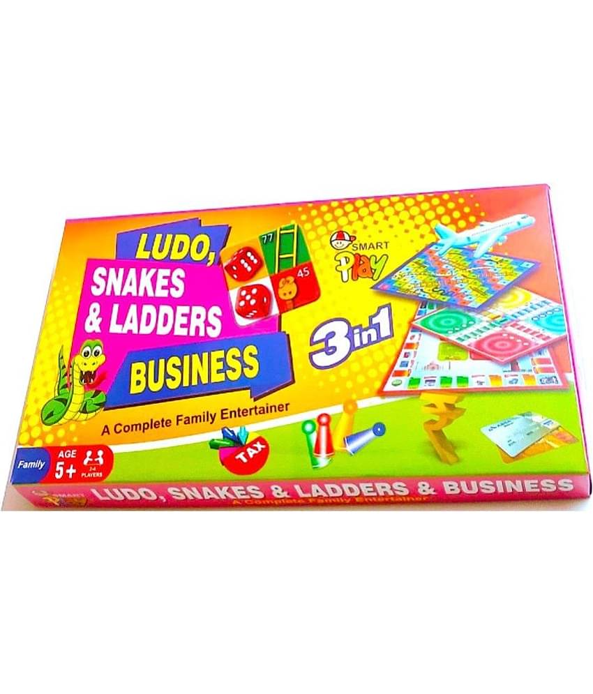 PETERS PENCE 3 in 1 LSB Board Game Ludo, Snakes & Ladders and Business MEDIUM 12 INCHES BOARD Party & Fun  Board Game