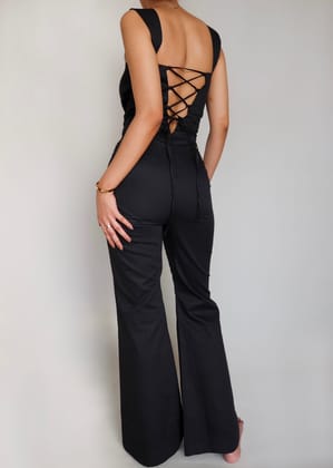 Pinstripe Black Jumpsuit-XL