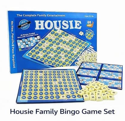 Zenex Store Premium Housie Tambola Game Set with Reusable Cards & Tokens Board Game Accessories - Blue