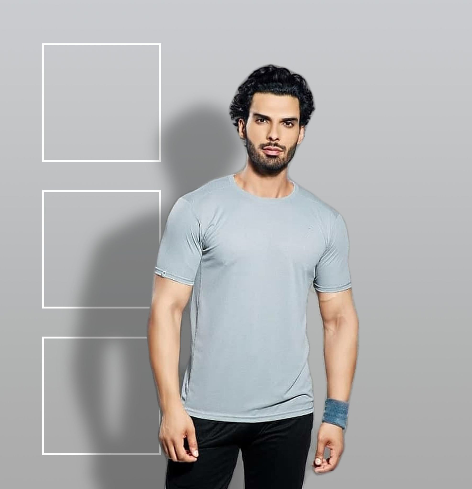 TechnoSport Crew Neck Half Sleeve Dry Fit T Shirt for Men OR-35 (Light Grey)-S