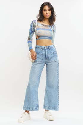 Front Pocket Fresh Indigo Wide Jeans 28