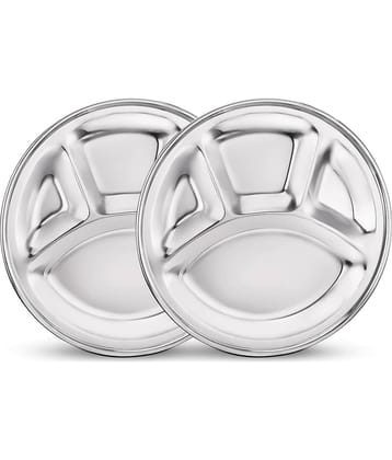 Classic Essentials 2 Pcs Stainless Steel Silver Partition Plate